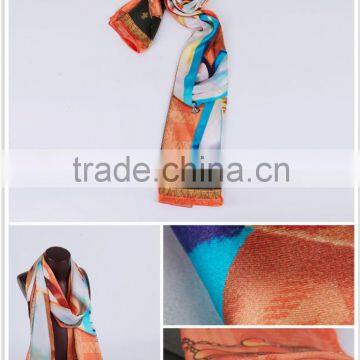 100% silk scarf hand hemming, embellished scarf