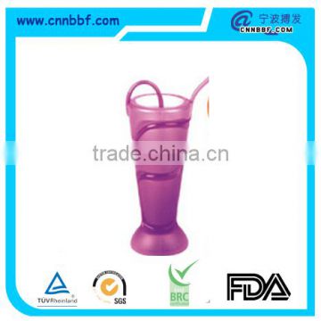 Custom Party suppluy cup with straw/Lumo Tumbler 500ml Blow Moulded Wrap Around Straw Purple