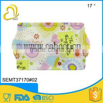 factory direct sale 17" square handle melamine food trays