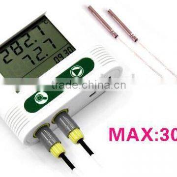External dual/double probe high temperature data logger
