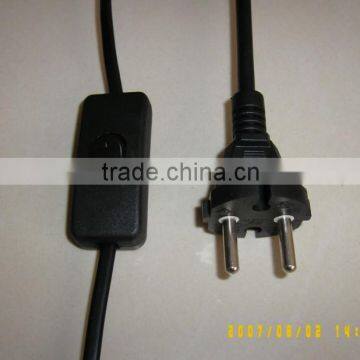 Lamp power cord with inline switch of european standard for lamp working