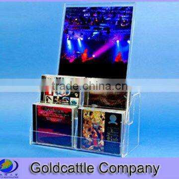 acrylic cd holder display with sign holder