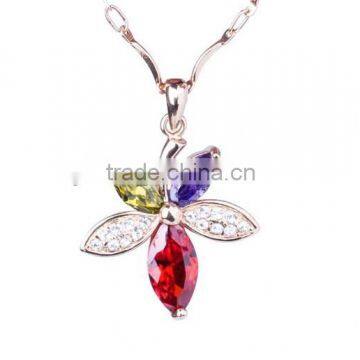 Hot Selling Fashion Flower Shaped Colorful Zircon Pendant