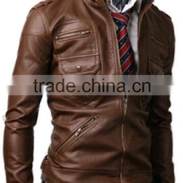 MENS ZIPPOCKET SLIMFIT LEATHER JACKET BLACK COLOUR