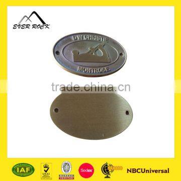 Bronze Finishing Two Holes Custom Logo Engraved Metal Label/Metal Logo/Metal Tag