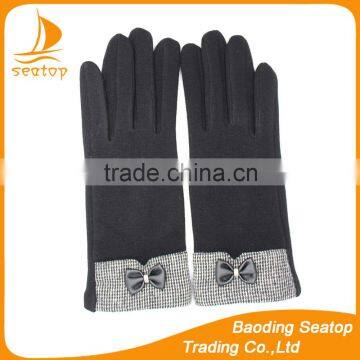 Lovely ladies premium fingered spandex velvet bowknot gloves