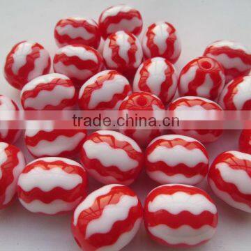 Hotsale Red 19MM Zig Zag Chevron Print beads, Bulk Price Resin Wave Strips Beads for Chunky Beads Necklace