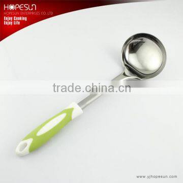 Hot sell high grade metal cooking tools soup ladle with plastic handle