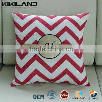 linen cushion covers letter embroidery zigzag printing pillow cases