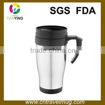 16oz best Stainless steel outer and PP plastic inner travel coffee mug