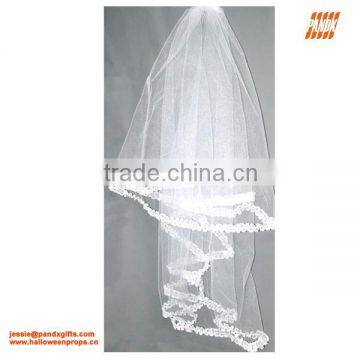 Lace trim white tulle wedding Veil for wedding associate