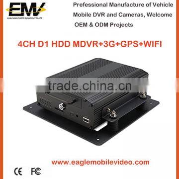 New 4 CH D1 HDD Mobile DVR with 3G WIFI GPS G-Sensor