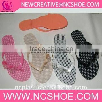 anti-slip bath thong lady flip flop jelly slipper with bowknot