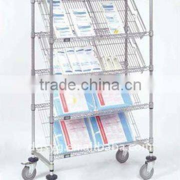 Slanted Chrome Wire Shelving for magazine