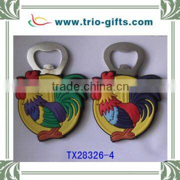 chicken design soft rubber opener with magnet new year gift