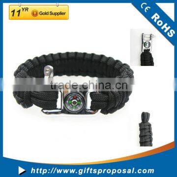 Survival paracord with compass, metal buckle survival paracord bracelet buckles
