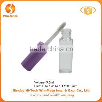 2015 newest light purple square mini clear plastic lip gloss tube packaging