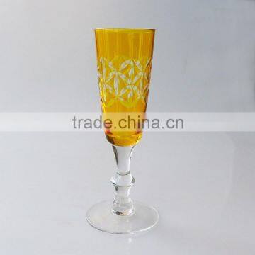 2015 high quality Engraved Dublin Yellow spray color open wide mouth champagne glass