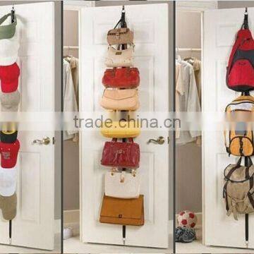 2 x Over Door Straps Hanger Adjustable Hat Bag Coat Rack Organizer 8 Hooks