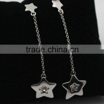 Top Quality Stainless Steel Charm Double Star Pendant Dangle Earring