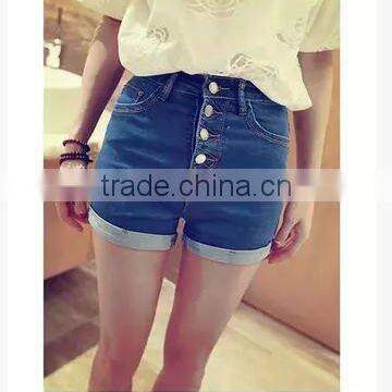 The summer of 2015 big fat MM code waisted denim shorts slim breasted stretch pants curling skinny pants female students