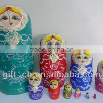 Hand painted home decorating wooden nesting doll