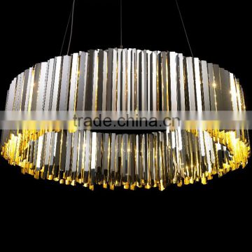 Gold modern stainless steel round connected pieces suspension lamp