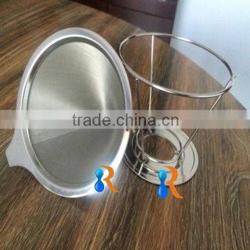 trade assurance reusable stainless steel double wall fine mesh pour over coffee strainer cone                        
                                                                                Supplier's Choice