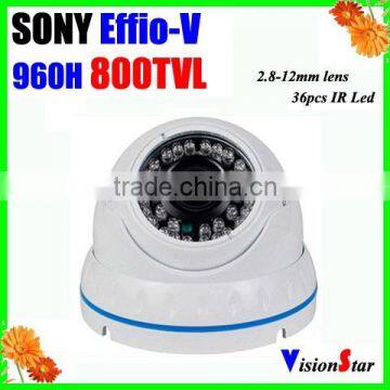 Hot sale hidden video camera 800TVL sony Effio-V super WDR defog 3DNR outdoor vandalproof security dome cctv camera