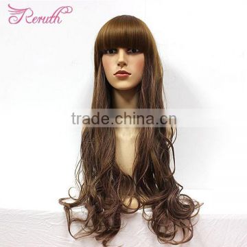 Wholesale Cheap PET Long Curly Wavy Full Lace Wig Human Hair