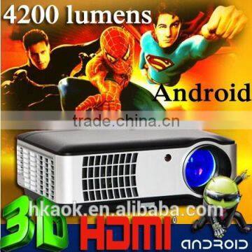 2015 new 4200 lumen intelligent Android 4.4.2 OS HD projector, wireless WIFI Internet access, home theater lcd projector