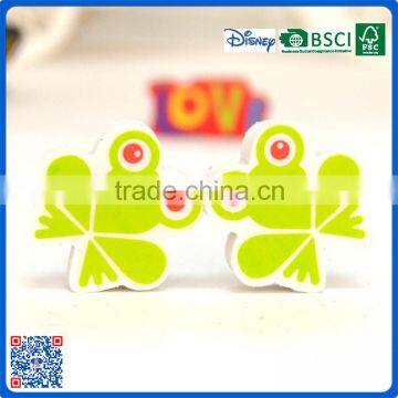 2016 green frog shape eraser for school stationery