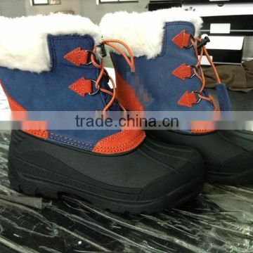 best seller 2014 child snow boots genuine leather and fur