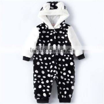 High quality polka dot fleece romper cute baby christmas clothes for winter