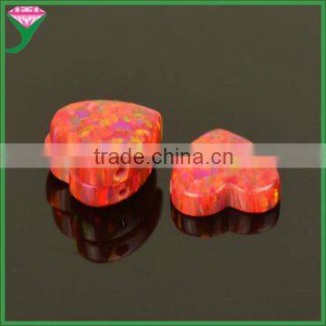 wholesale price OP45 chinese rose red ruby heart shape synthetic fire opal gem stones