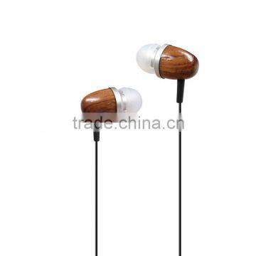 high quality wooded headphone in-ear stereo wooden earphone and earbud