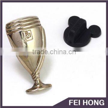 Simple 3D Embossed Shiny Nickel Trophy Cup Pin Badge photo-2