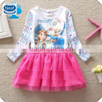 (Q918) flags elsa dresses kids clothes frozen wholesale anna dresses baby garments