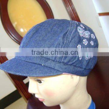 cheap 100% cotton girl embroidery denim leisure bucket cap