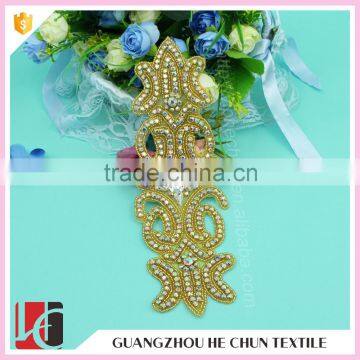 HC-3497 Hechun Crystal Bead Hot Fix Handmade Crochet Applique for Hair Band photo-4