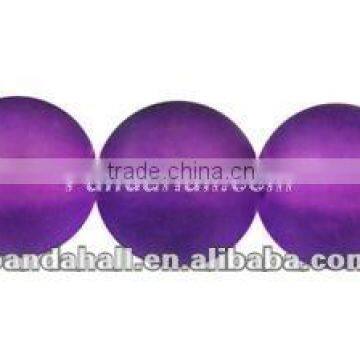 Glass Beads Strands Frosted Bulk Loose Beads(GGB4MMY-DK32)