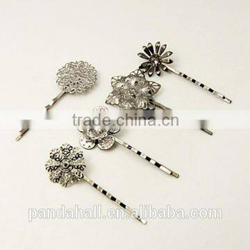 Filigree Iron Hair Bobby Pin Findings, Hair Accessories(PHAR-MSMC001-B)