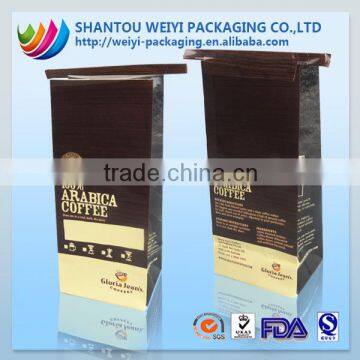 custom stand up block bottom tin tie coffee bag