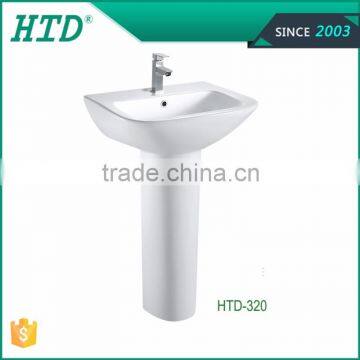 HTD-320 Popular best good sale ceramic lavatory pedestal wash basin price