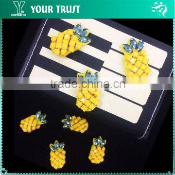 Turquoise Green Eye-horse Acrylic Stone Yellow Pineapple Sequin Applique Patch