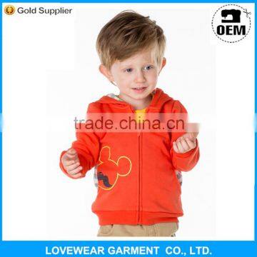 Top quality health material children cotton fleece pullover zipper hoodie with custom cartoon print