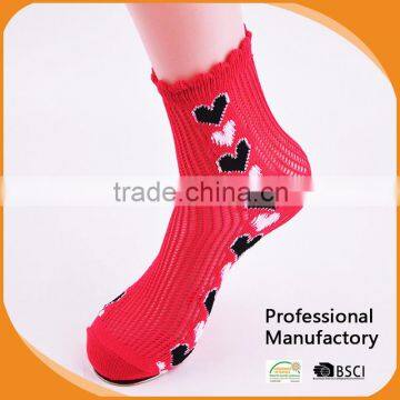 Hot Sales lady jaquard Rumi Socks with pointelle pattern lady tube socks