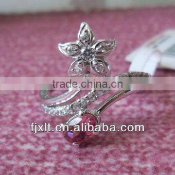 Large Stock Newest Fashionable Design Tourmaline Flower Silver Ring