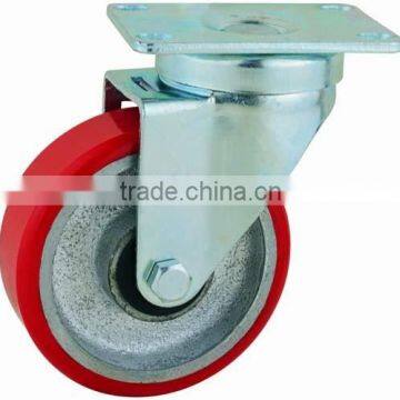 22 Series Double Ball Raceway Structure Top Plate Swivel Red PU on Cast Iron Caster