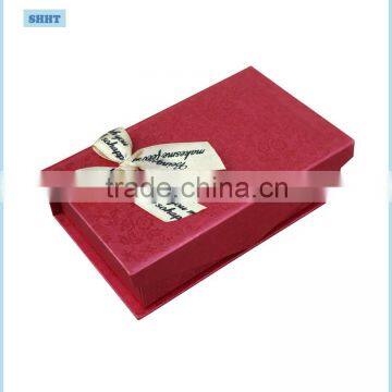 customized book style paper box gift packaging with color ribbon